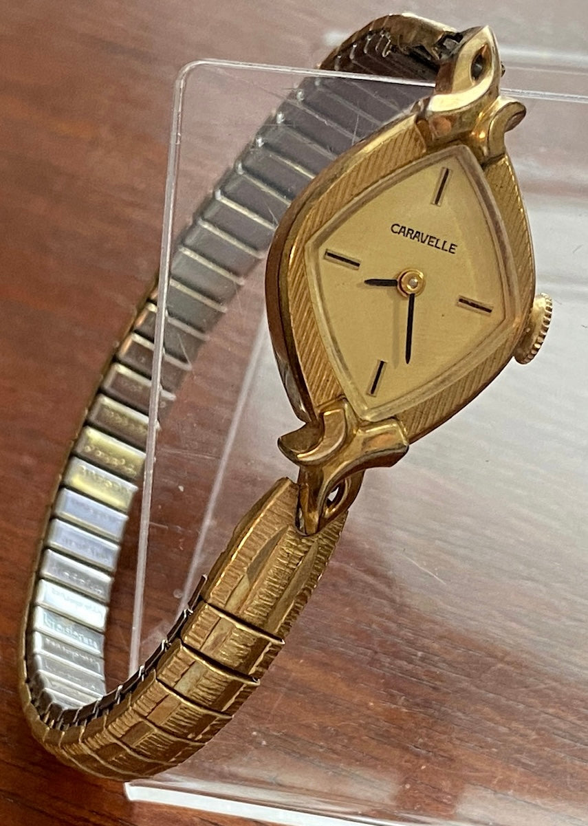 Vintage Rolled Gold Caravelle Womens Manual Wind Wristwatch
