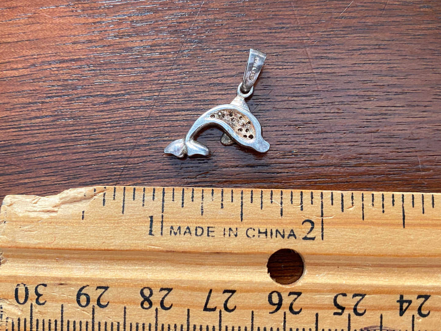 Sterling Silver Rhinestone Dolphin Charm