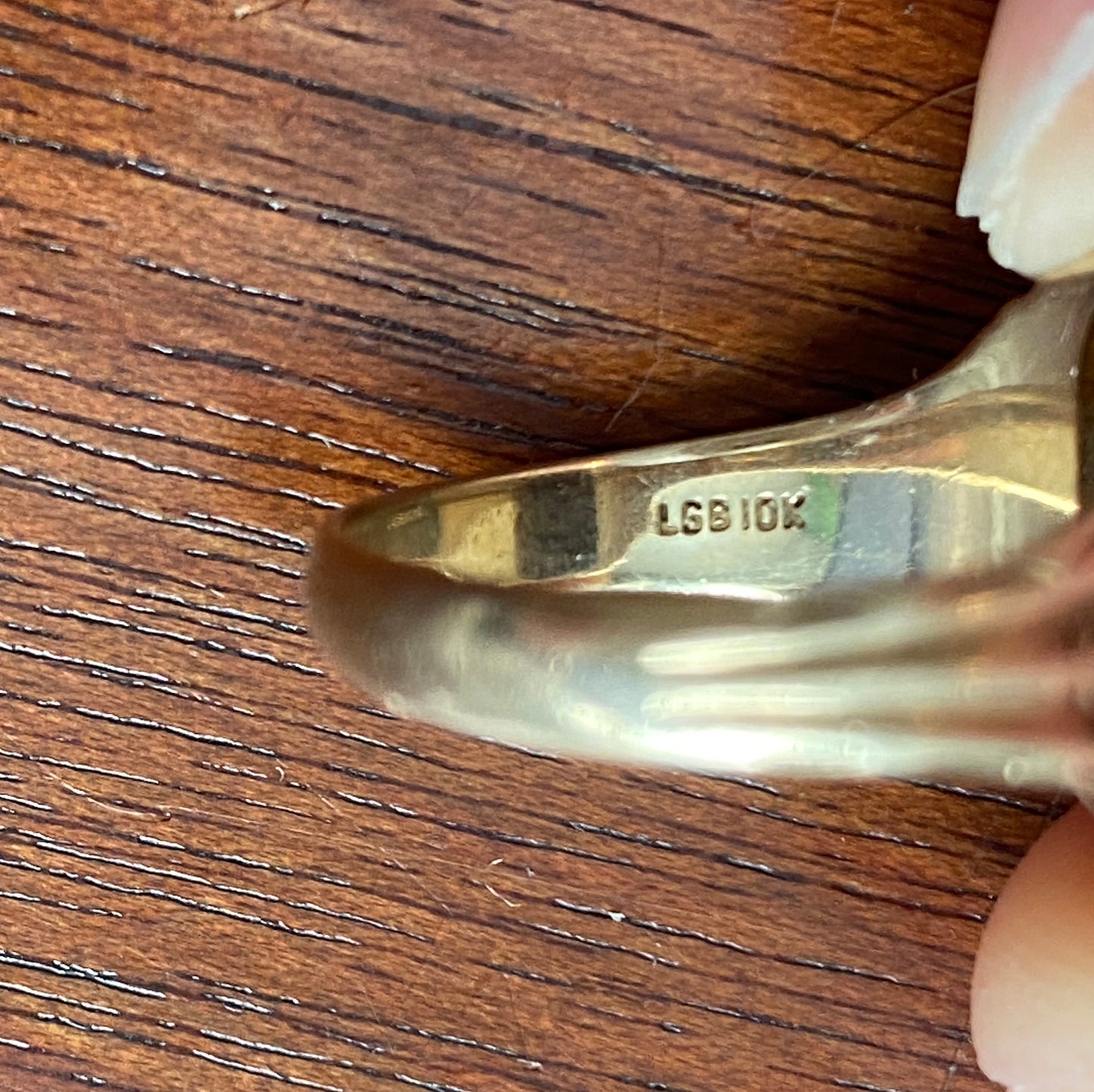 Vintage LGB 10k Yellow Gold Blue Glass Class Ring 50's 60's Sz 7