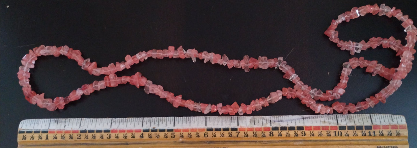 Pink Quartz 36" Long Single Strand Rope Necklace