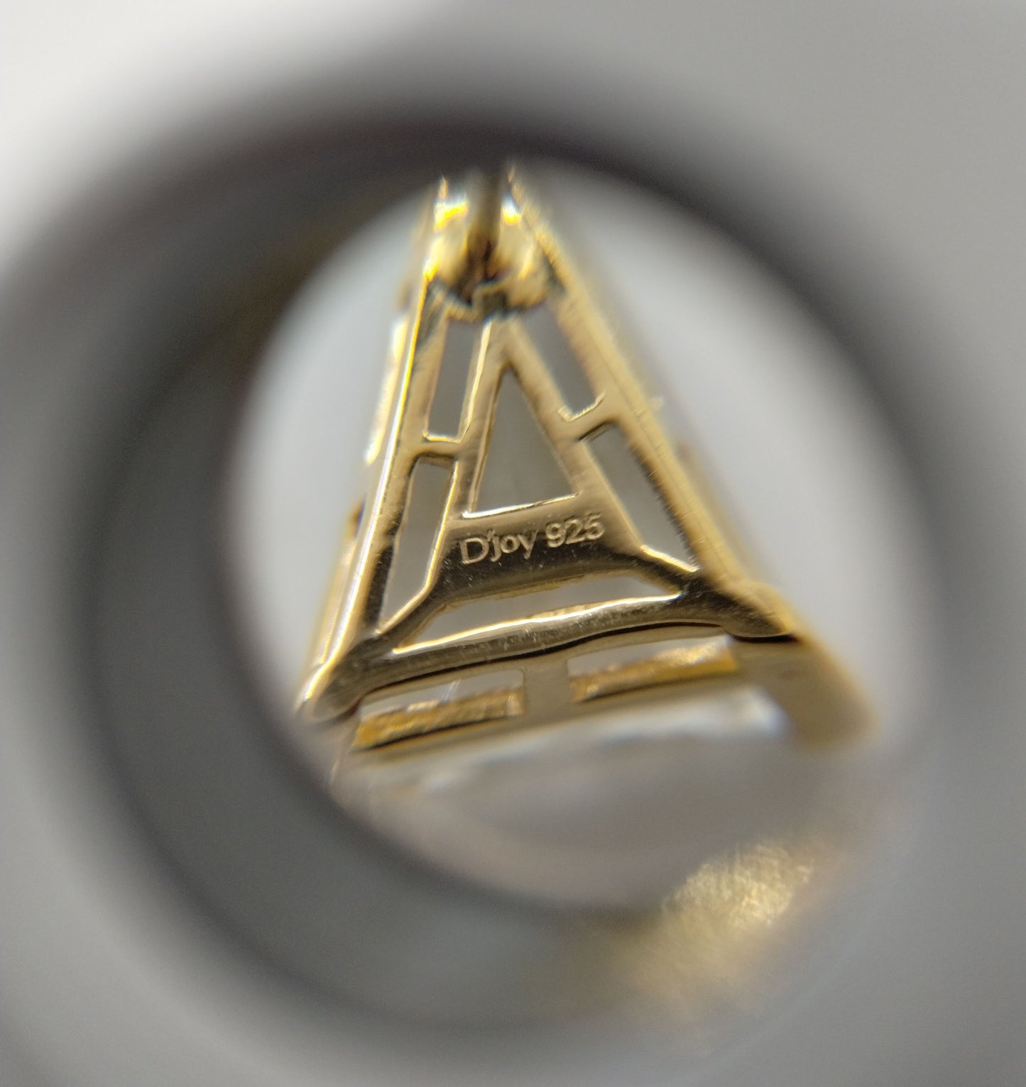 Designer Djoy Yellow Gold over Sterling Silver 925 Triangle Cut CZ Stud Earrings