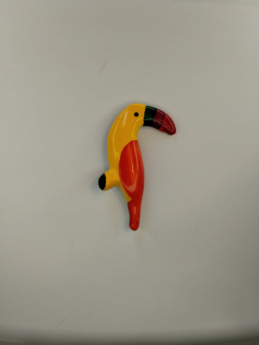 Vintage Plastic Colorful Tropical Bird Toucan Brooch Pin