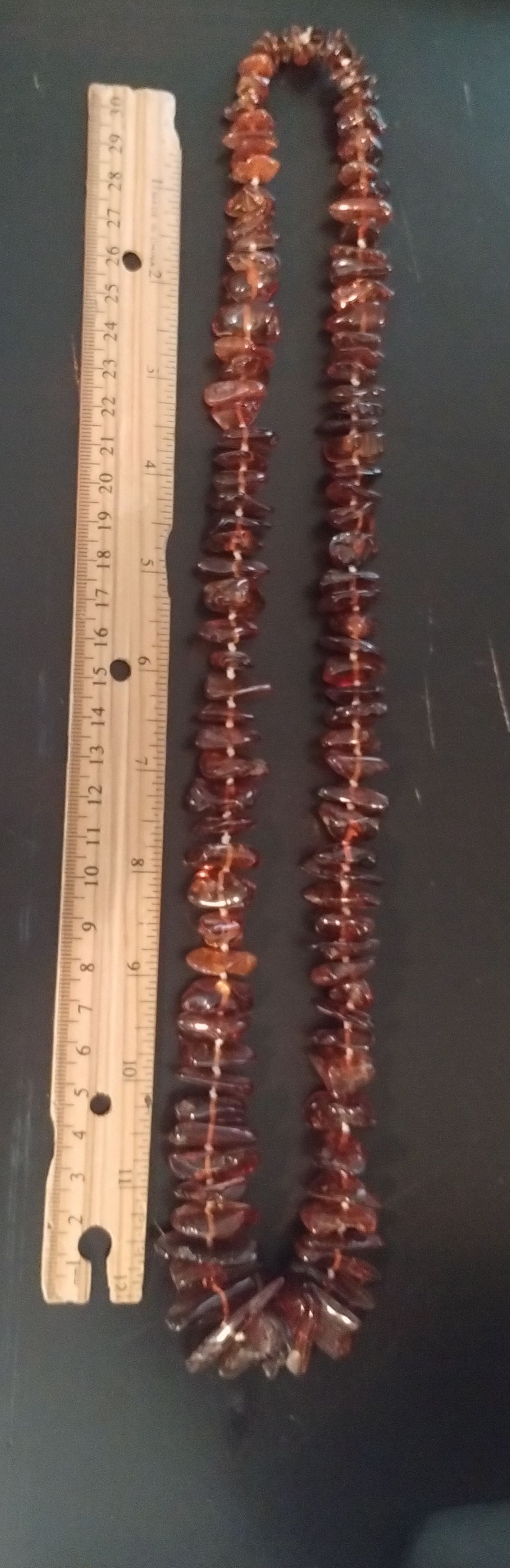 Vintage Amber Beaded Hand Knotted Single Strand Necklace