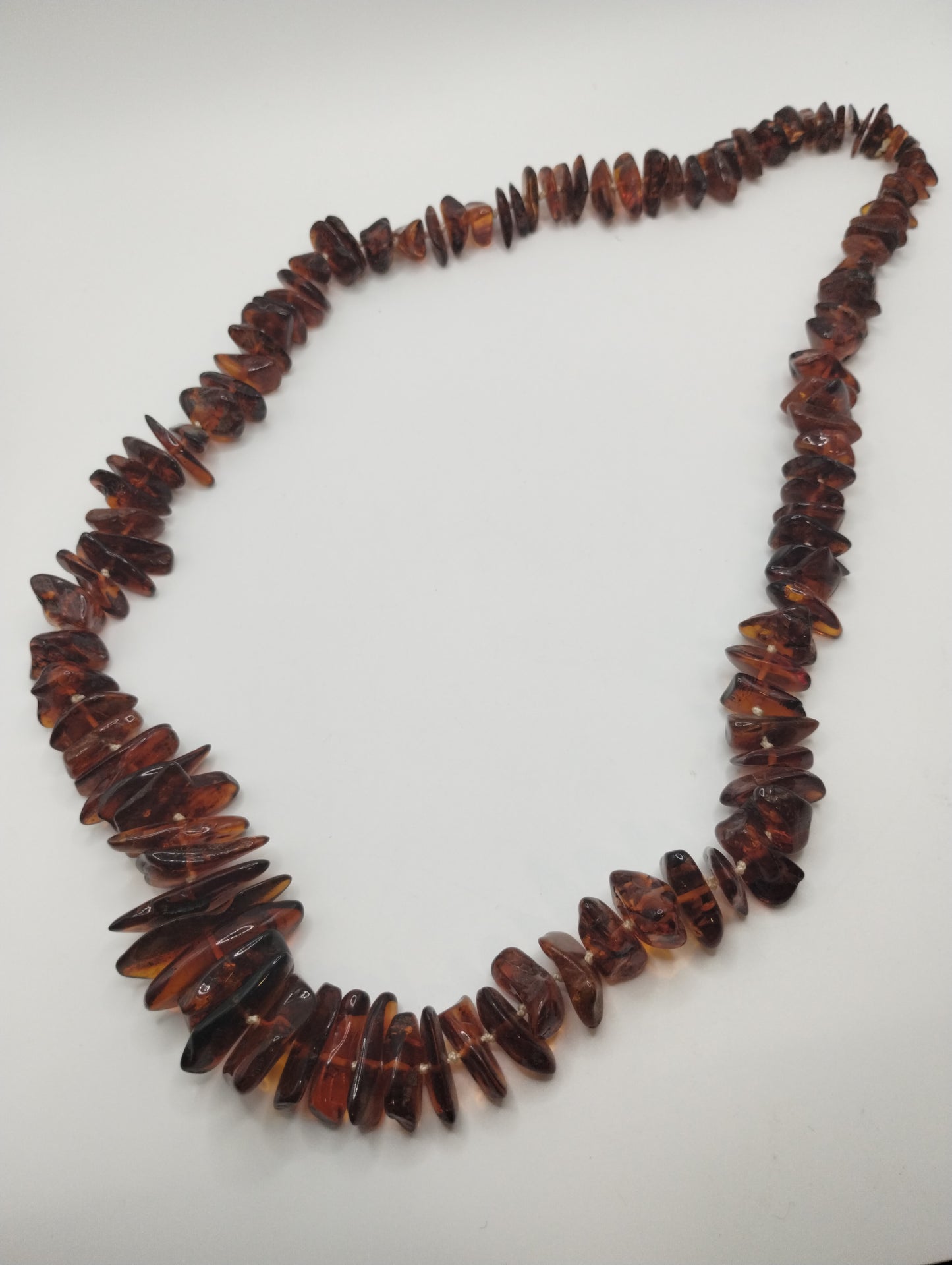 Vintage Amber Beaded Hand Knotted Single Strand Necklace