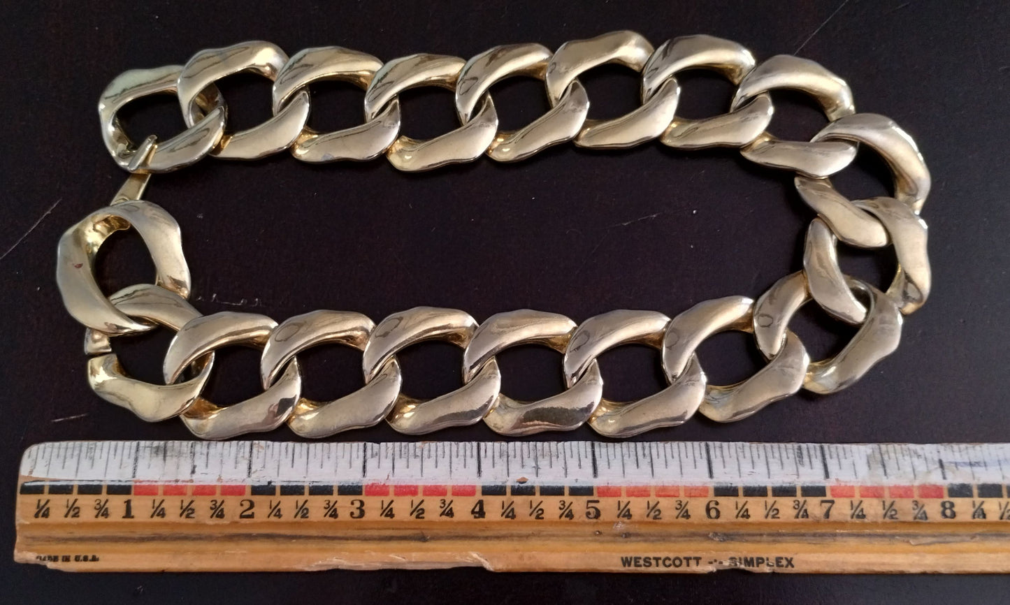 Vintage Chunky Gold Tone Chain Link Necklace