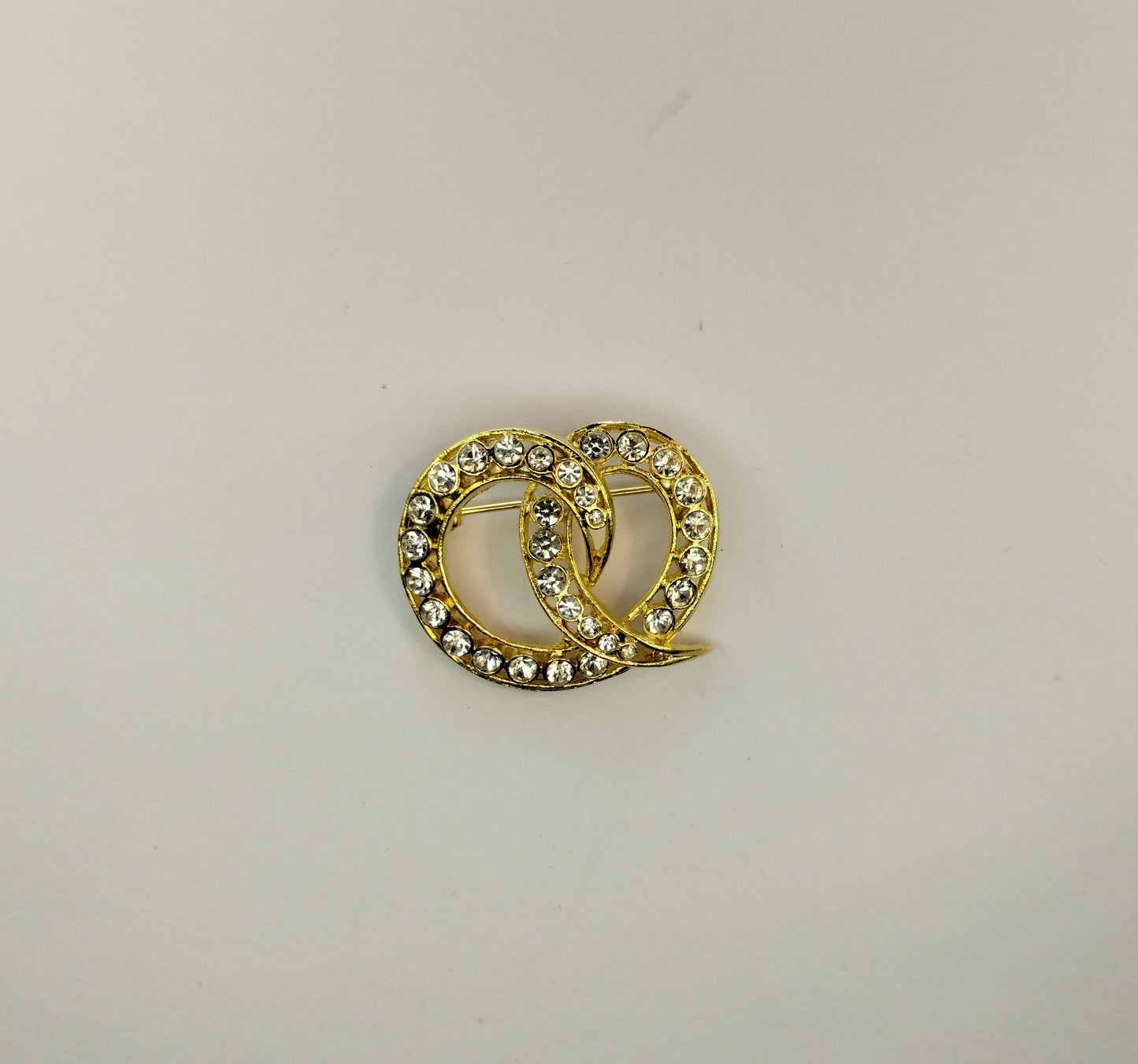 Vintage Gold Tone Rhinestone Swirl Brooch Pin