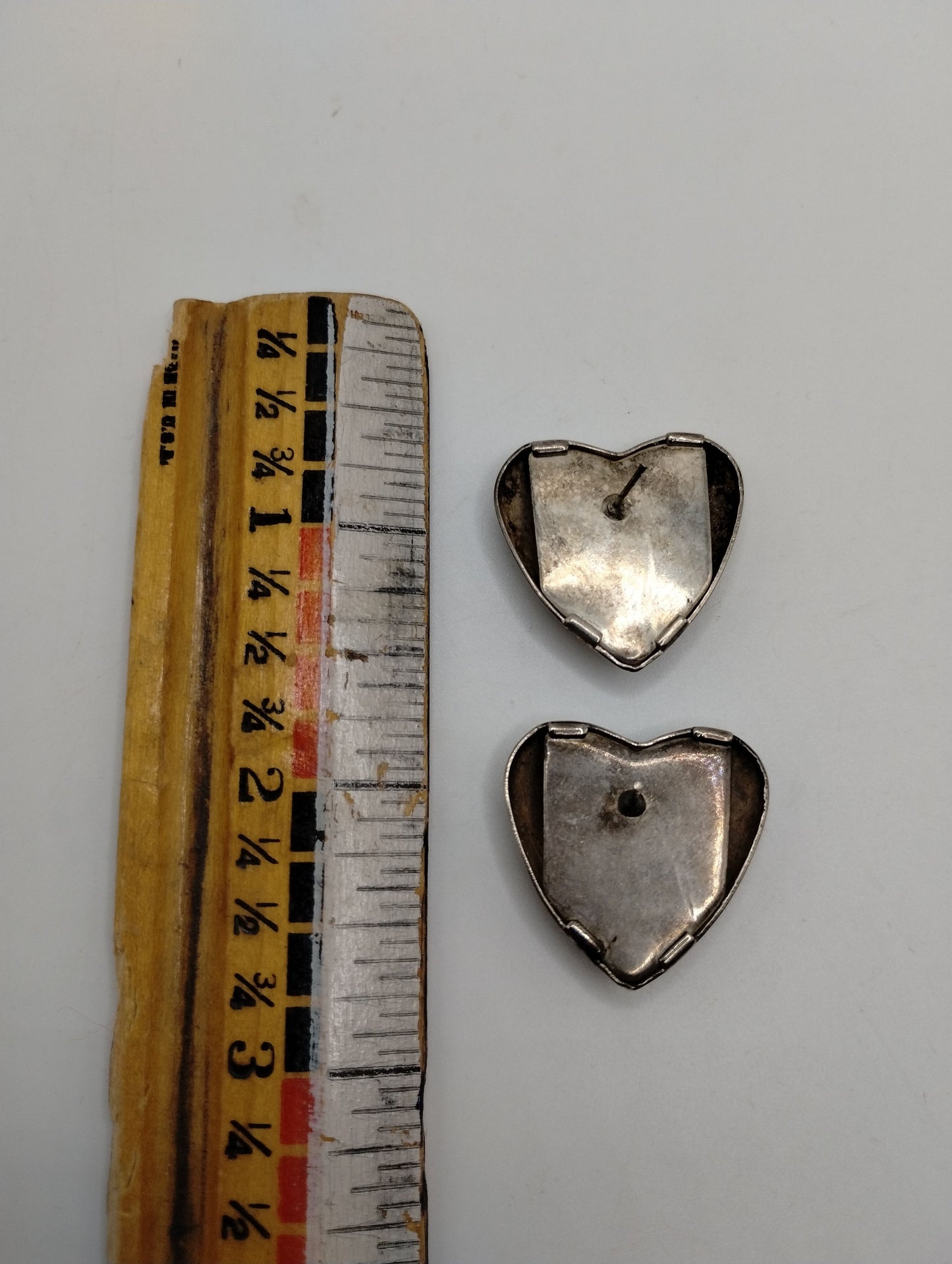 Vintage Silver Tone Hollow Puffy Heart Pierced Earrings