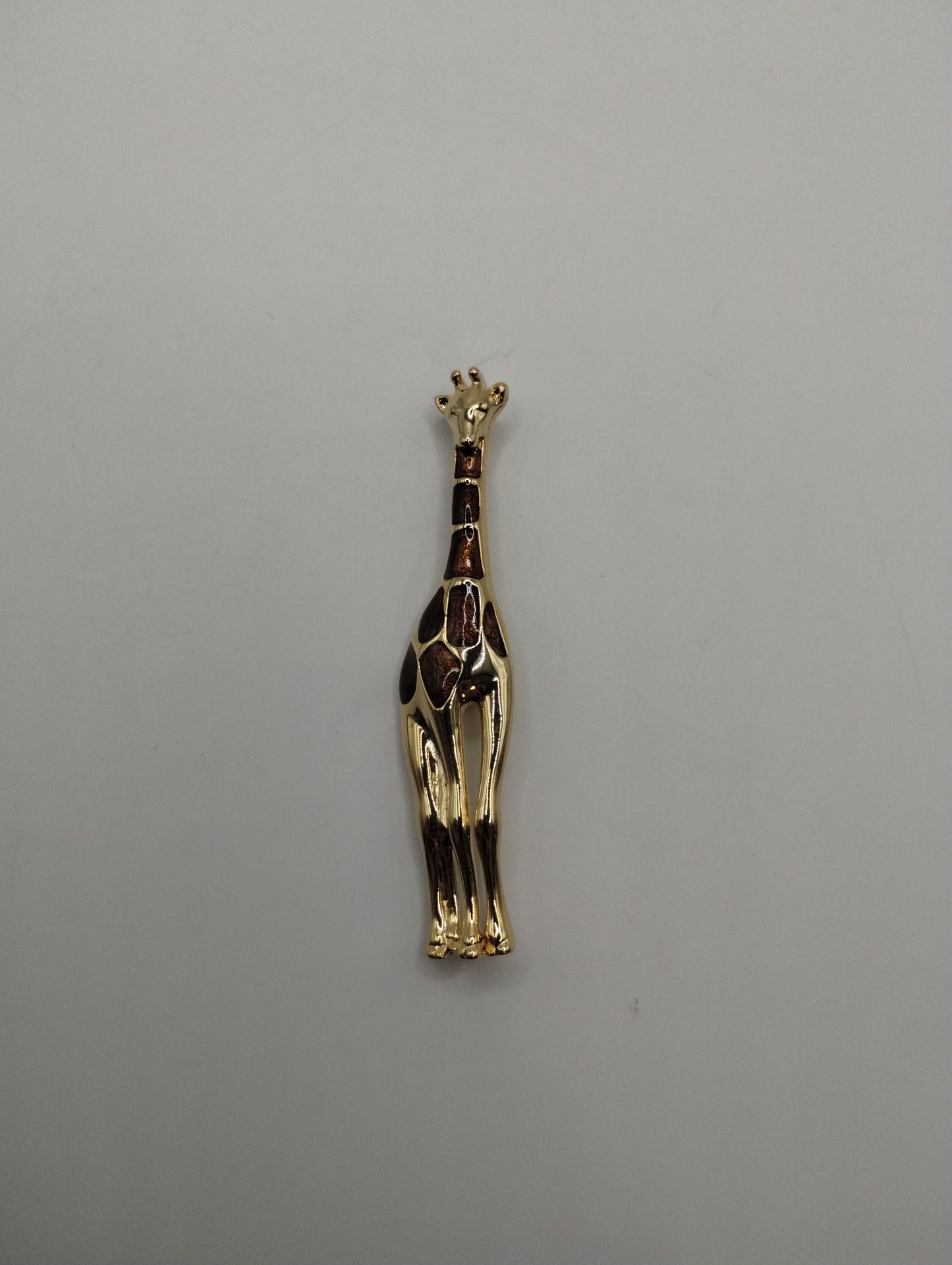 Vintage Gold Tone Liz Claiborne Brown Enamel Giraffe Pin Brooch