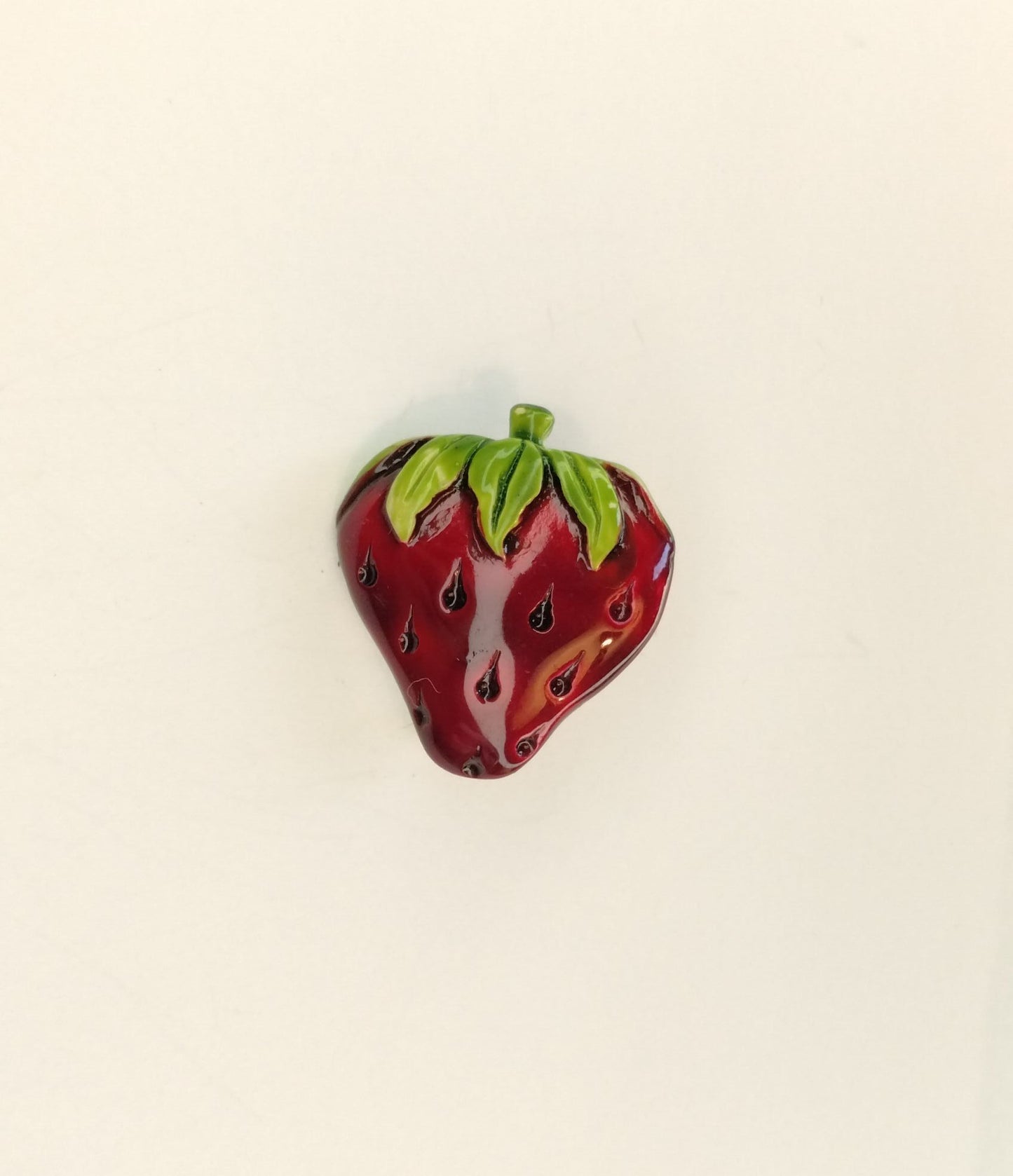 Vintage Painted Plastic Strawberry Brooch Pin