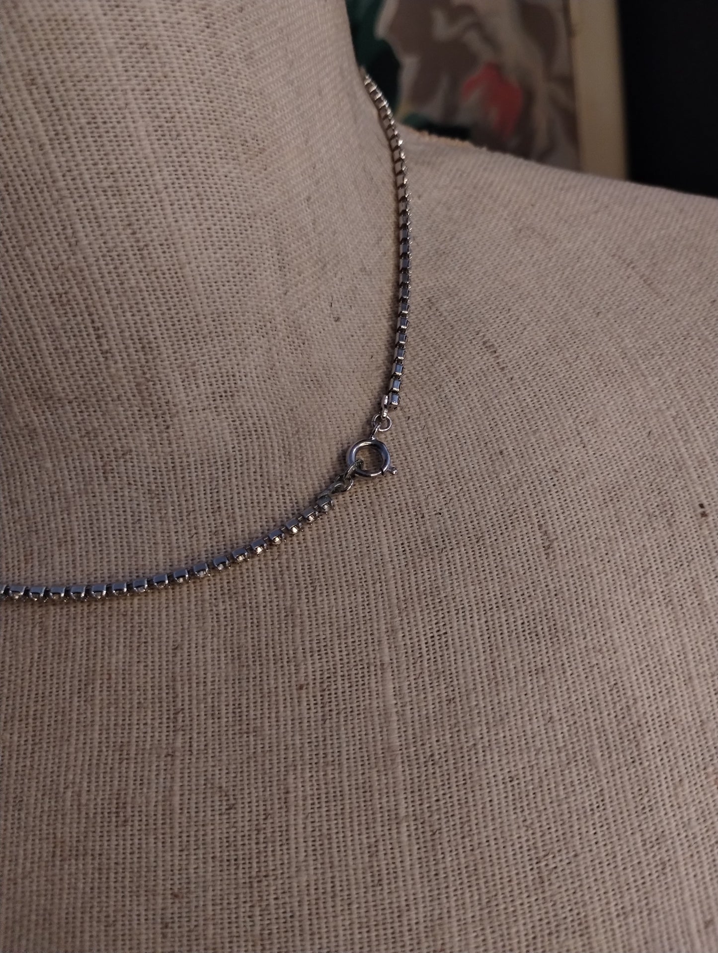 Vintage W Germany Signed Silver Tone Rhinestone Necklace