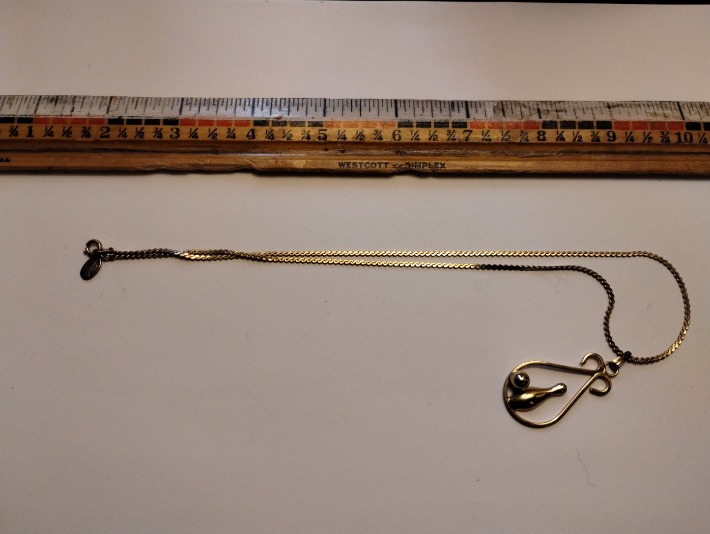 Vintage Designer Signed Aubrey Bowling Ball Pin Pendant Necklace