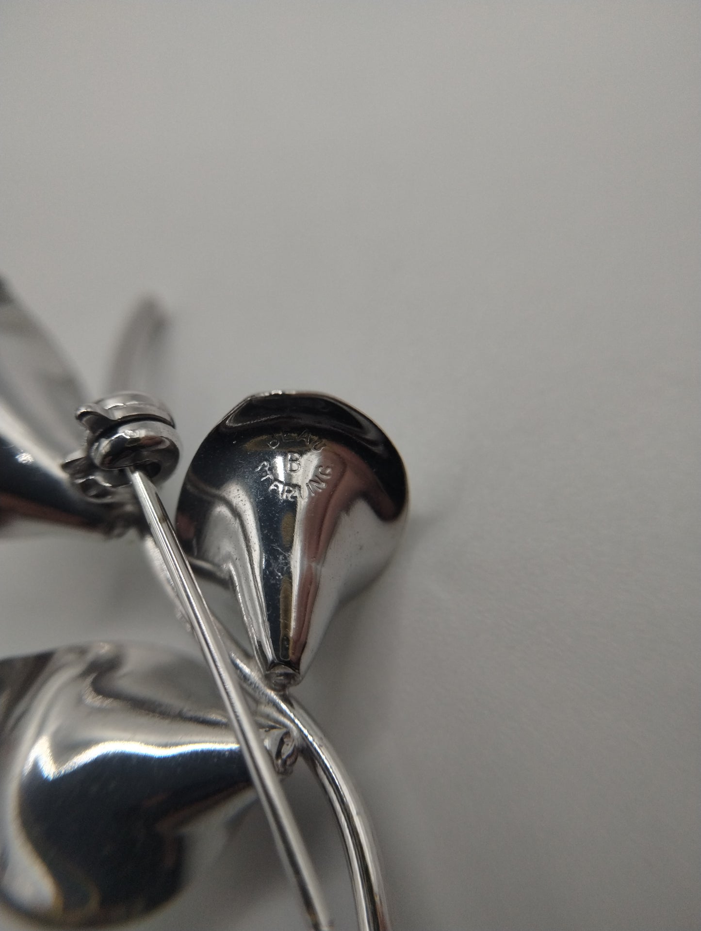 Vintage Beau Sterling Silver Faux Pearl Lily Brooch Pin