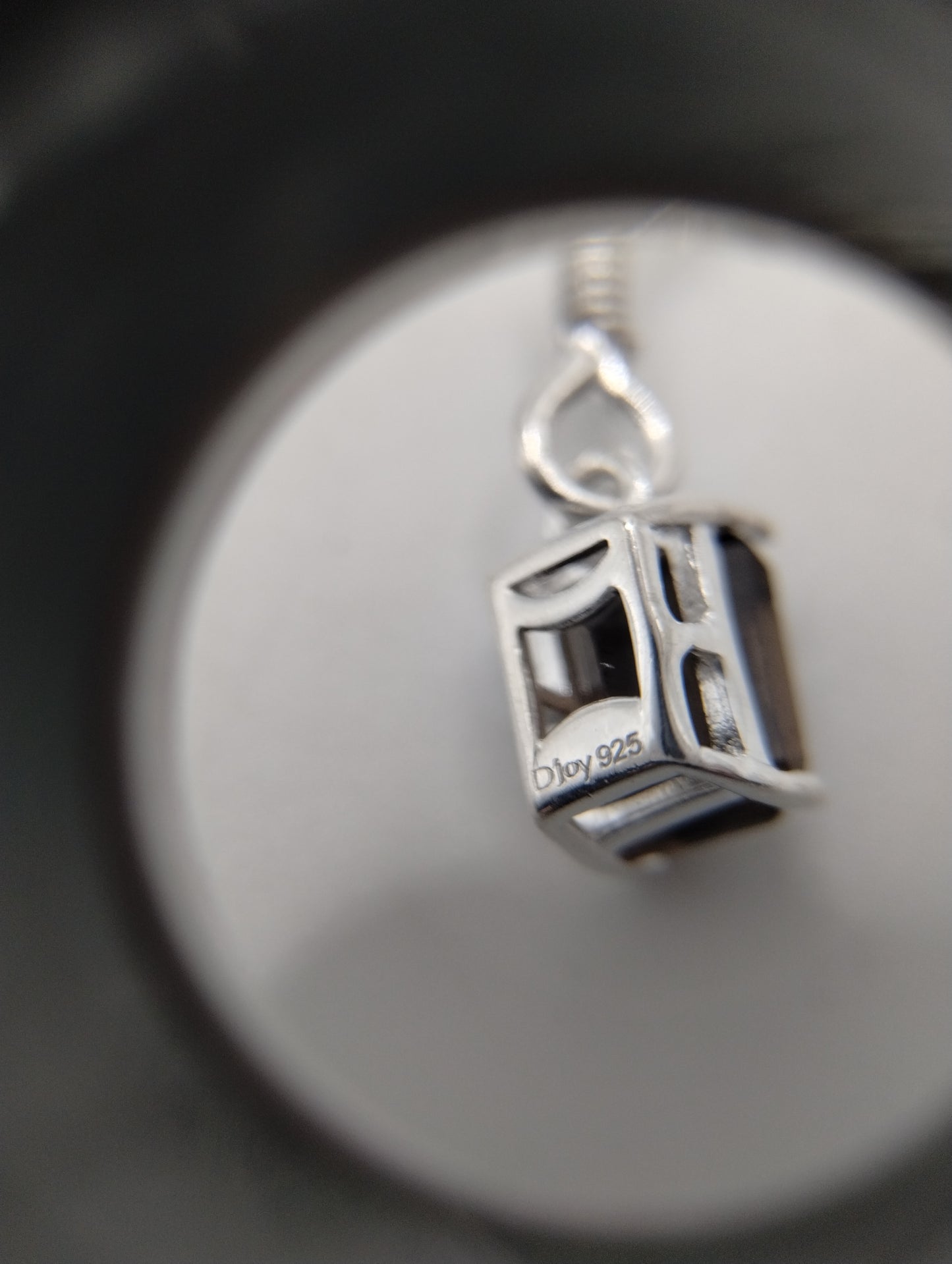 Designer Djoy Sterling Silver 925 Smoky Quartz Emerald Cut Dangly Drop Earrings