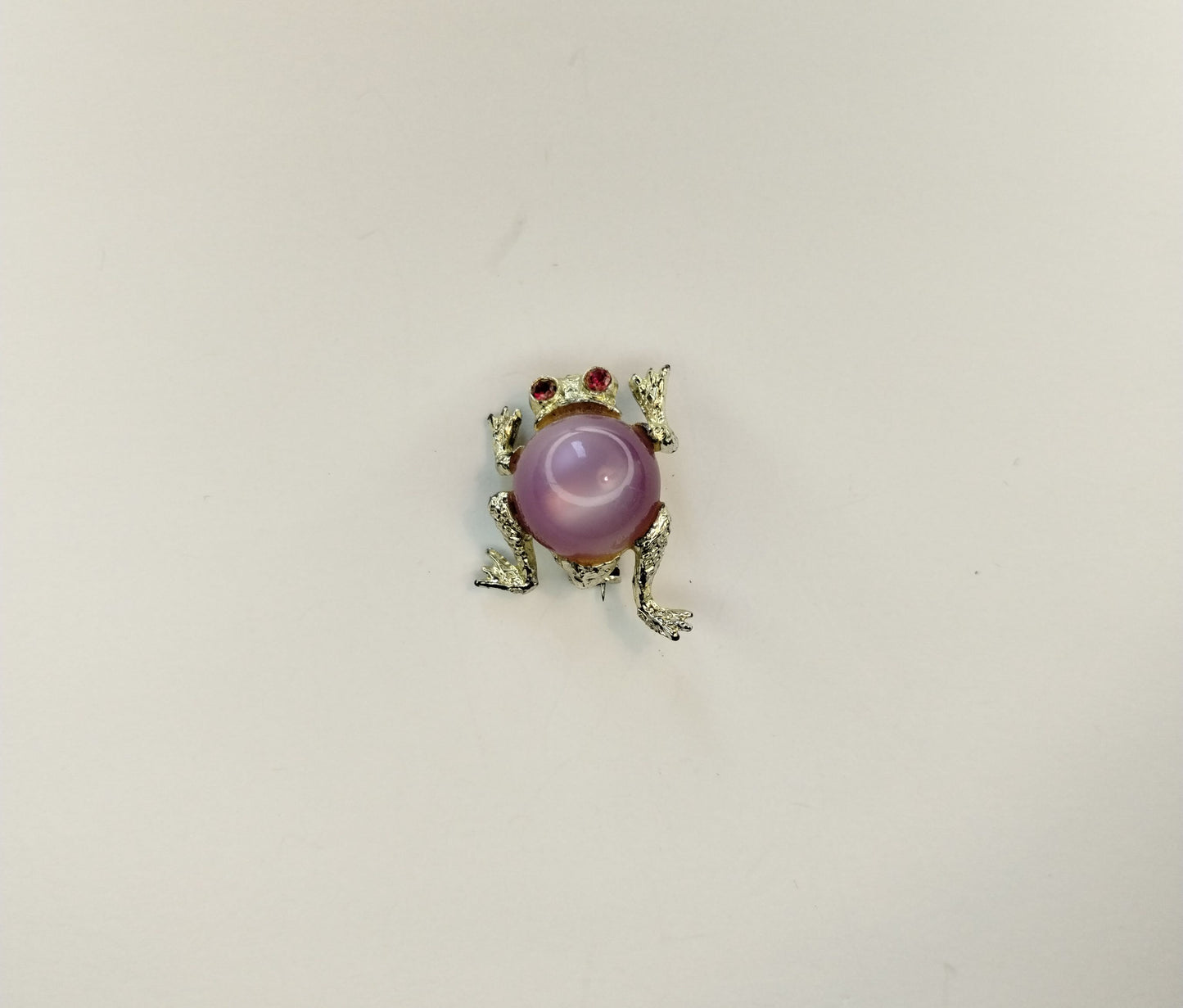 Vintage Jelly Belly Moonstone Rhinestone Cabochon Frog Brooch Pin