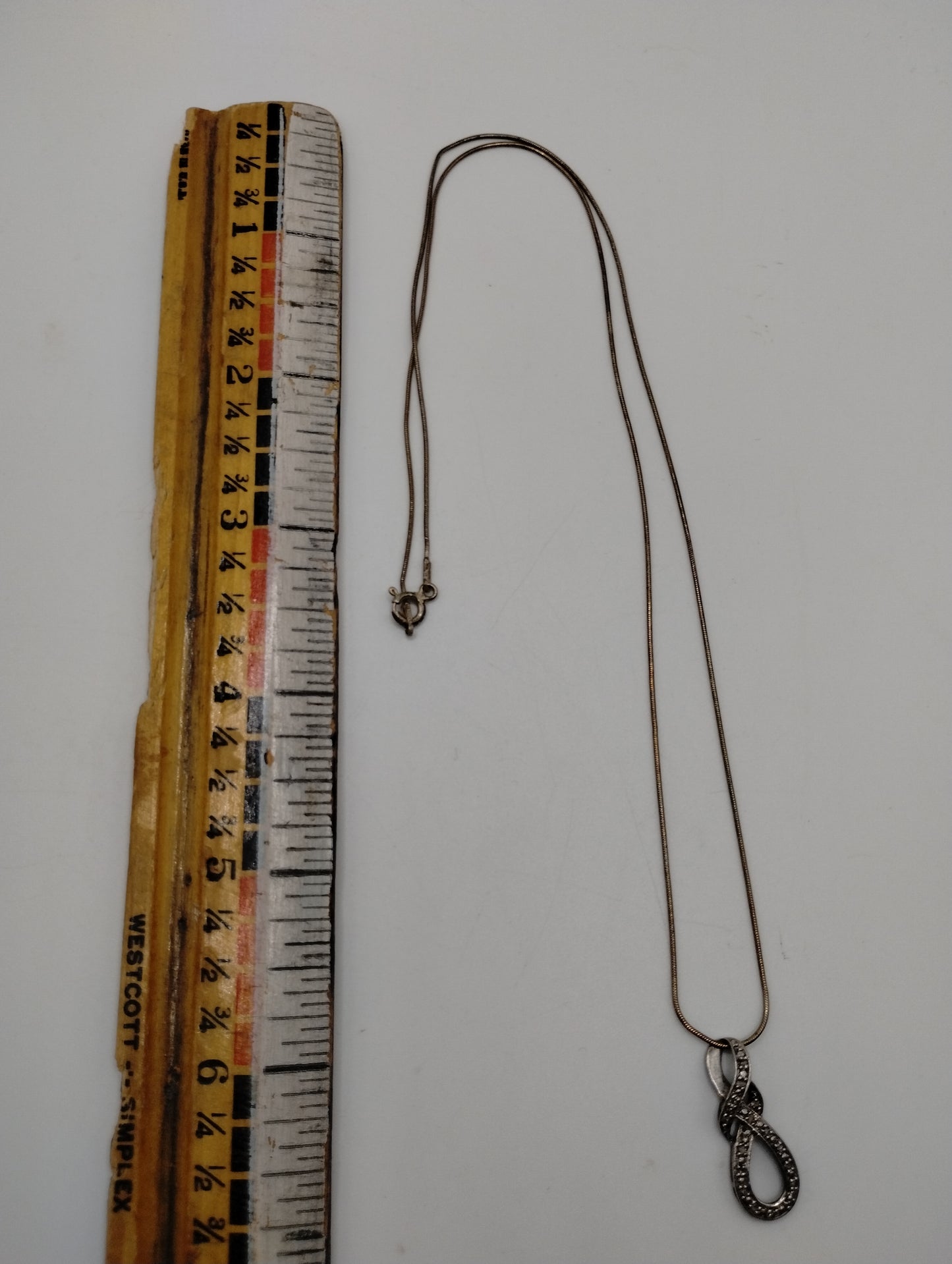 Sterling Silver 925 Diamond Accent Pendant Necklace Snake Chain