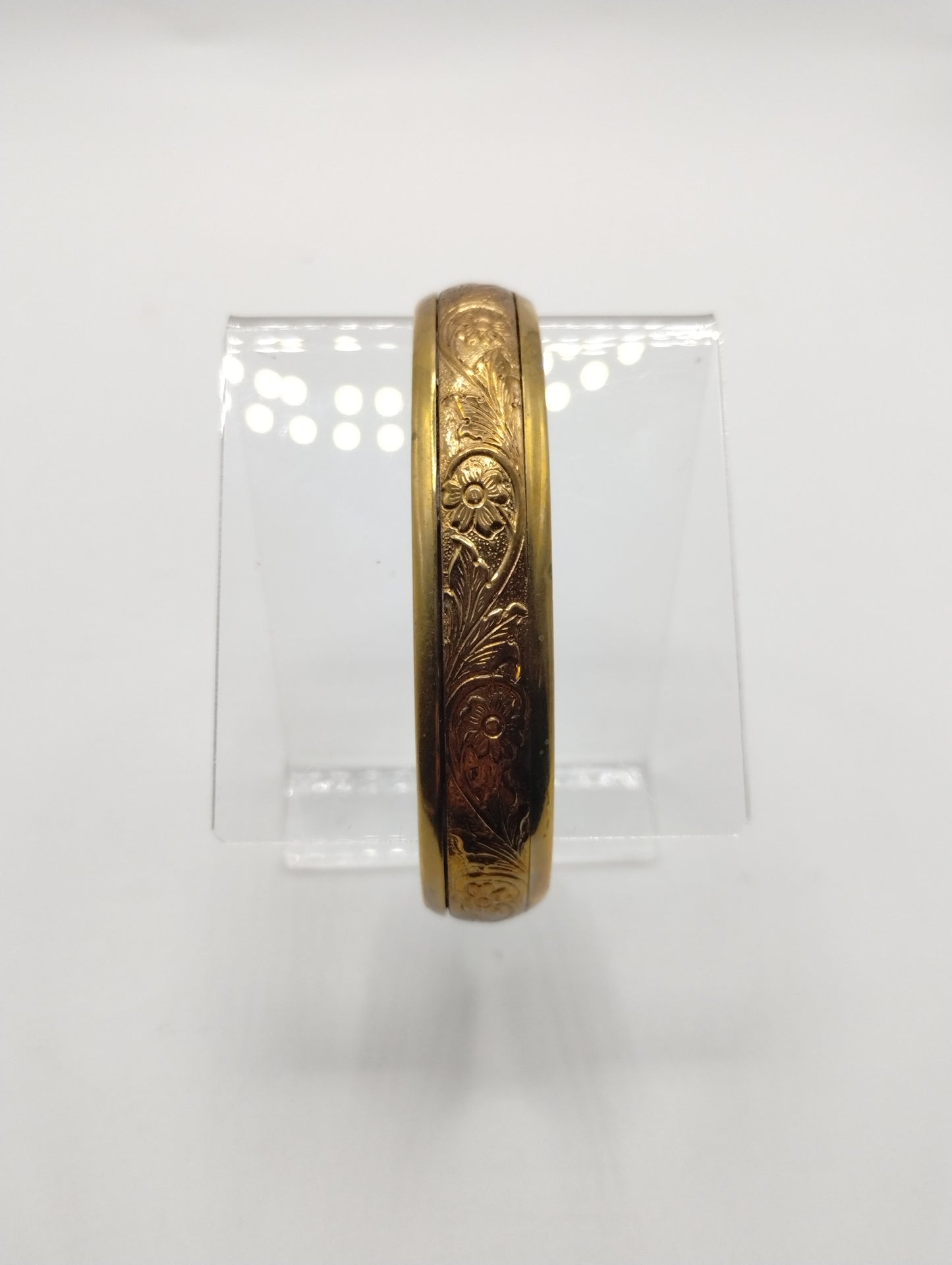 Vintage SC Sausalito Copper Brass Tone Floral Cuff Bracelet