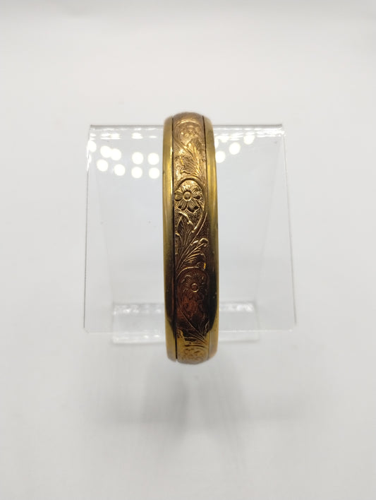 Vintage SC Sausalito Copper Brass Tone Floral Cuff Bracelet