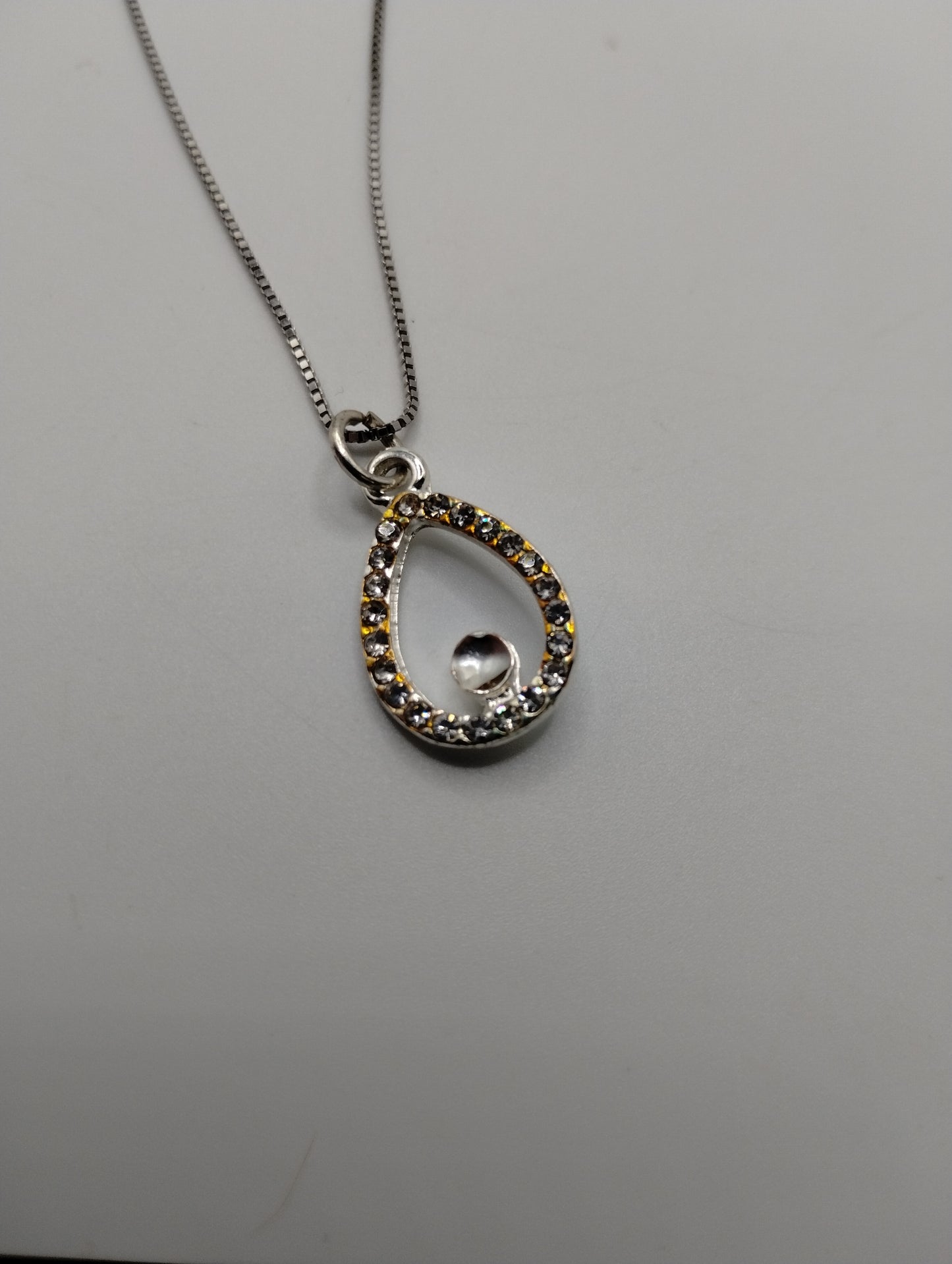 Sterling Silver 925 1mm Wide Box Chain Necklace with Pendant 24" Long