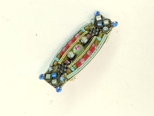 Vintage Designer Signed Bar Mosaic Brooch Pin