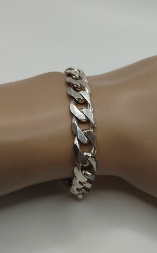 Vintage Men's Sterling Silver Curb Chain Link Bracelet Italy 10mm Wide