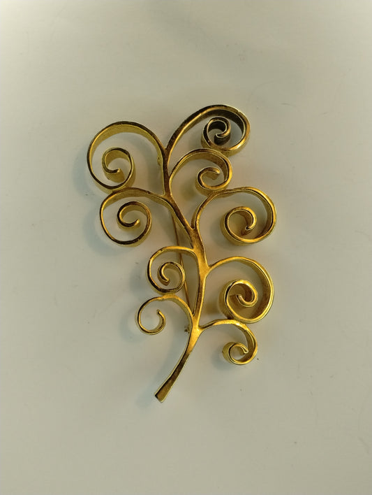 Vintage Signed Givenchy Gold Tone LARGE Scroll Tree Brooch Pin Statement Heavy