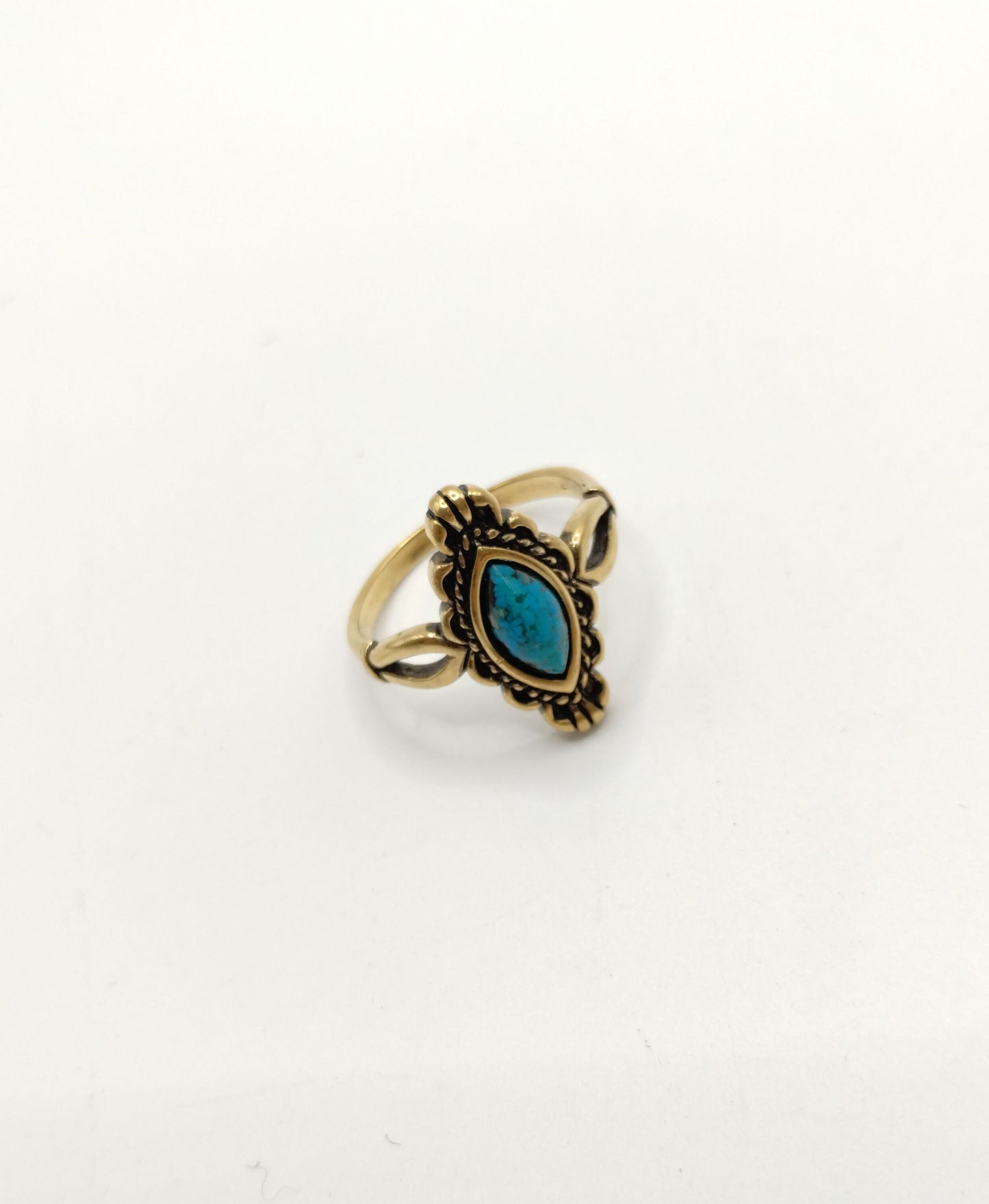 Vintage Gold Tone Foux Turquoise Marquise Style Ring