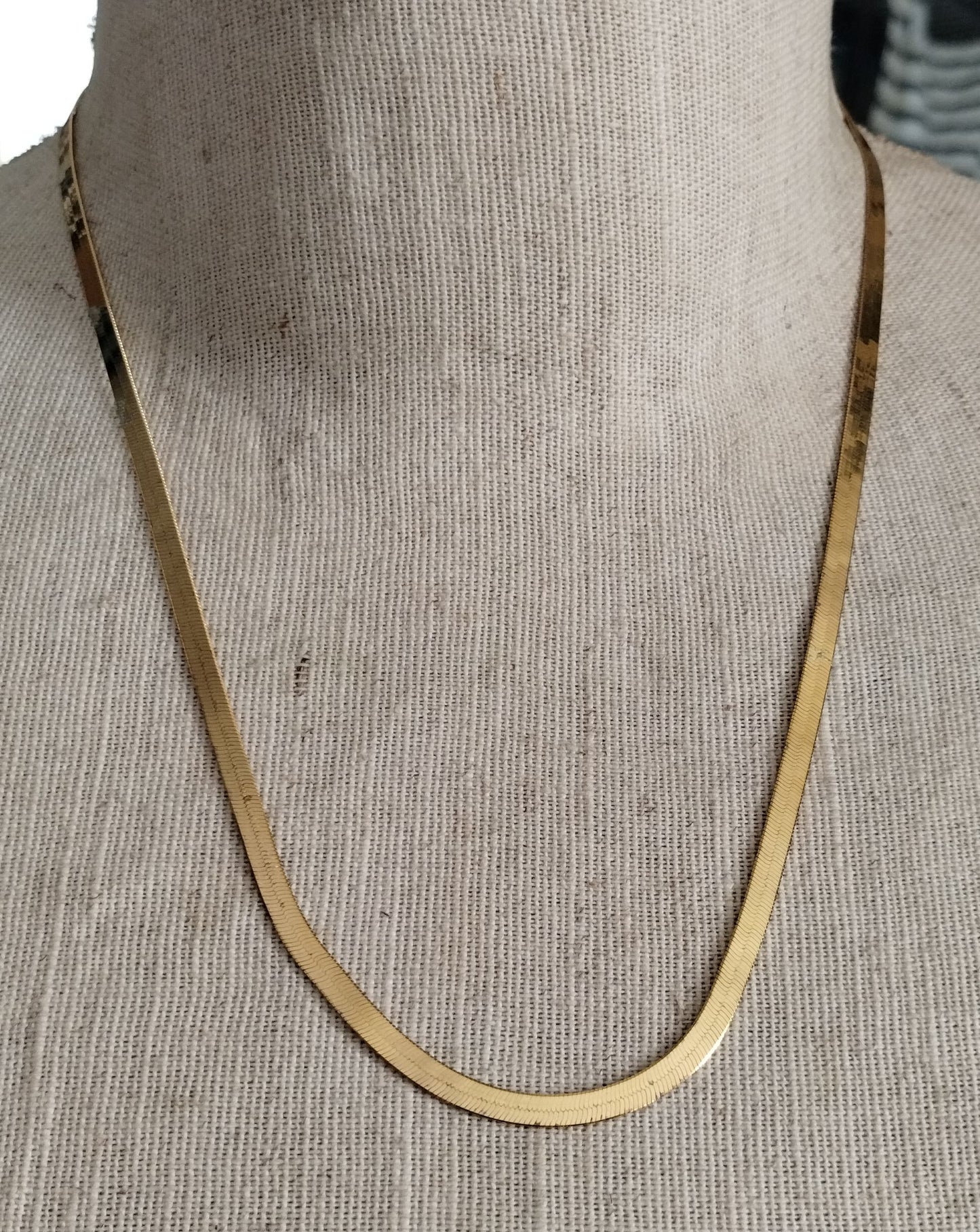 Vintage Sterling Silver 925 Gold Plate Herringbone Chain Necklace