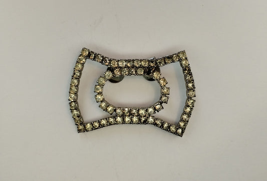 SINGLE Vintage Silver Tone Rhinestone Open Work Shoe Dress Clip