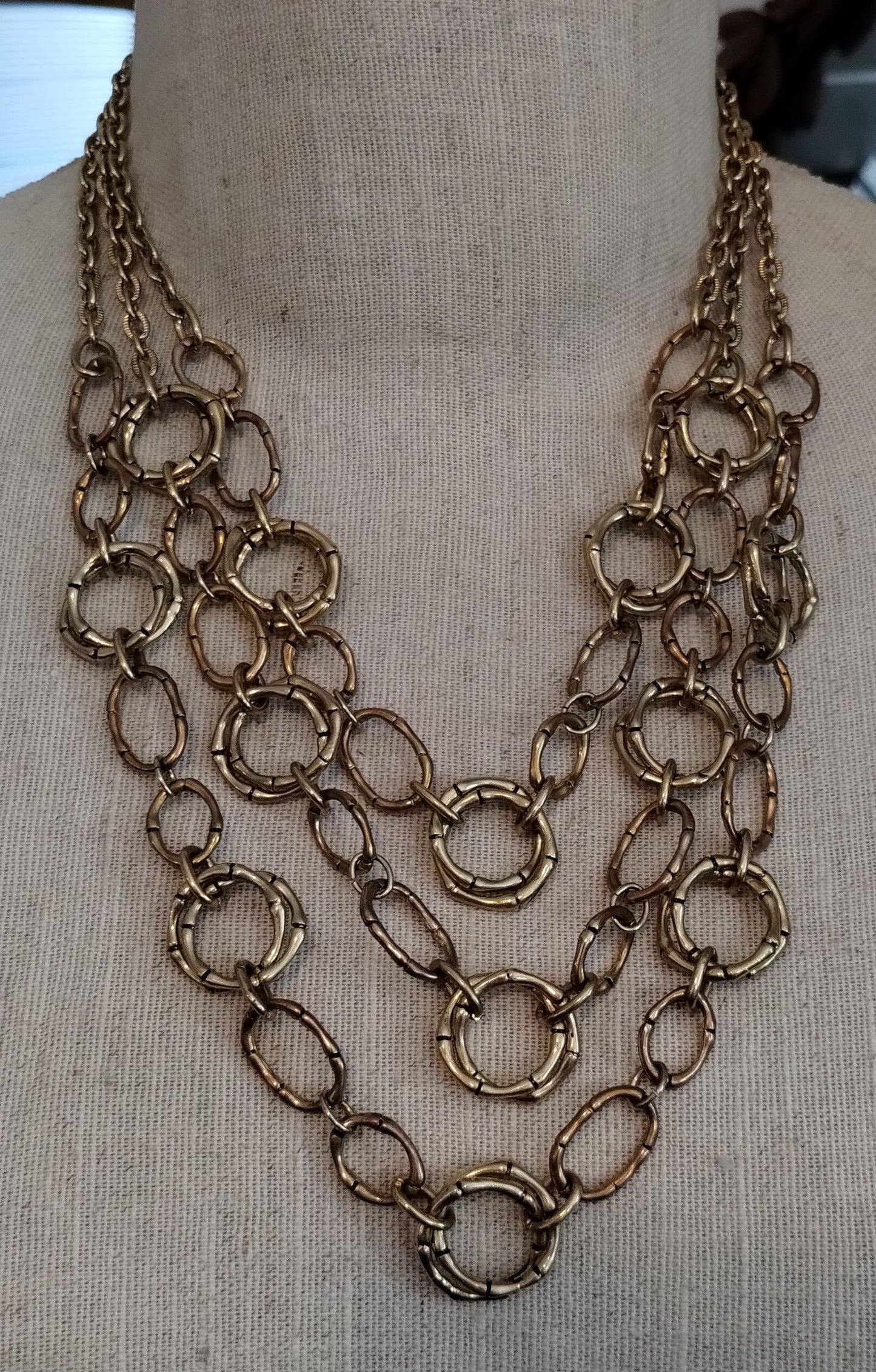 Vintage Gold Tone 21" Long Chain Multi Chain Clip On Earring Set