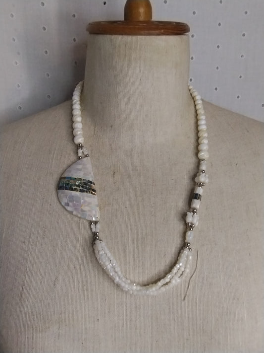 Mother of Pearl Abalone Inlay Beaded Necklace