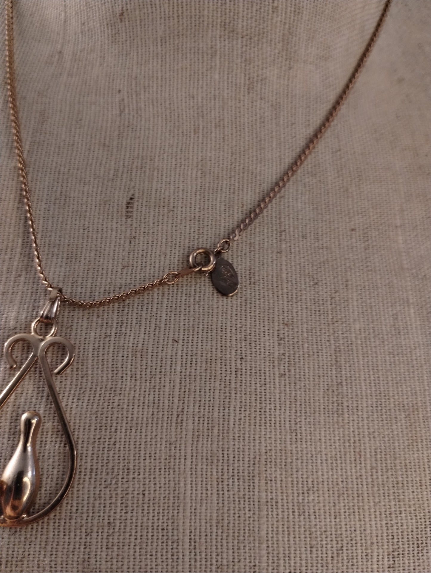 Vintage Designer Signed Aubrey Bowling Ball Pin Pendant Necklace