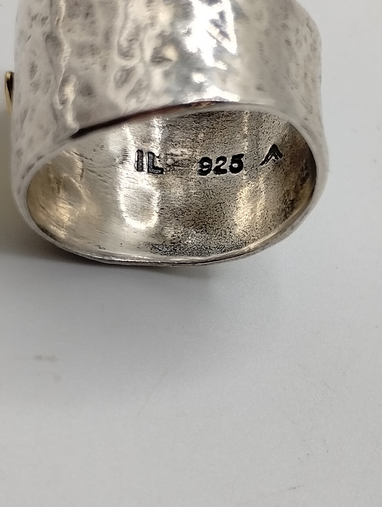 Designer Signed Silpada Sterling Silver 925 Gold Hammered Star Band Ring Sz 6.25