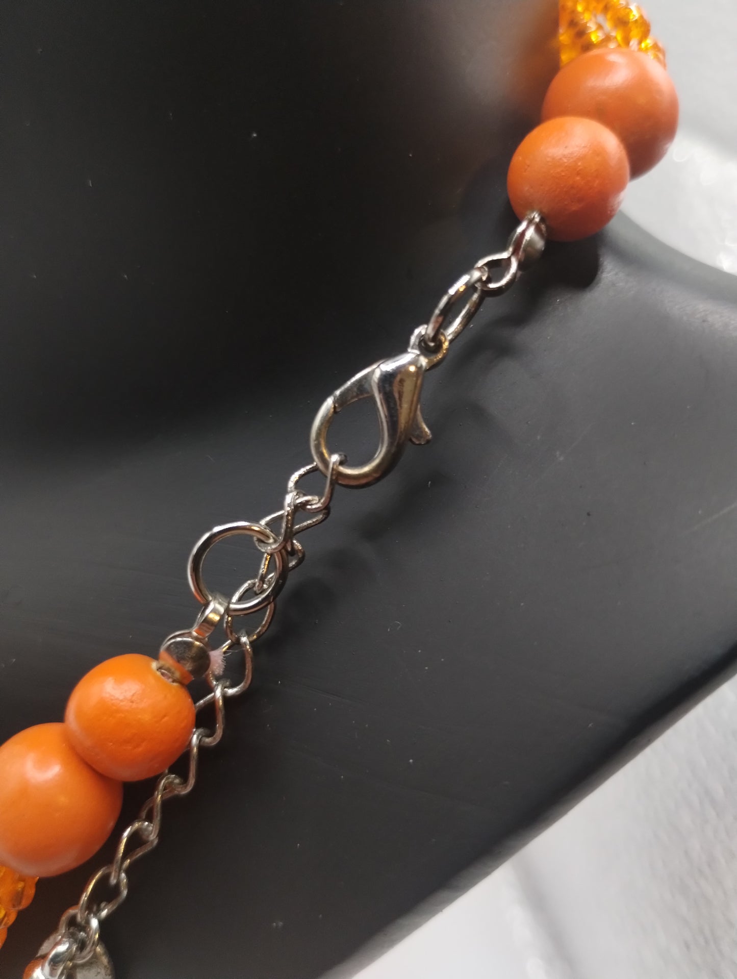 Vintage Cold Water Creek Orange Beads Multi Strand Necklace & Earrings