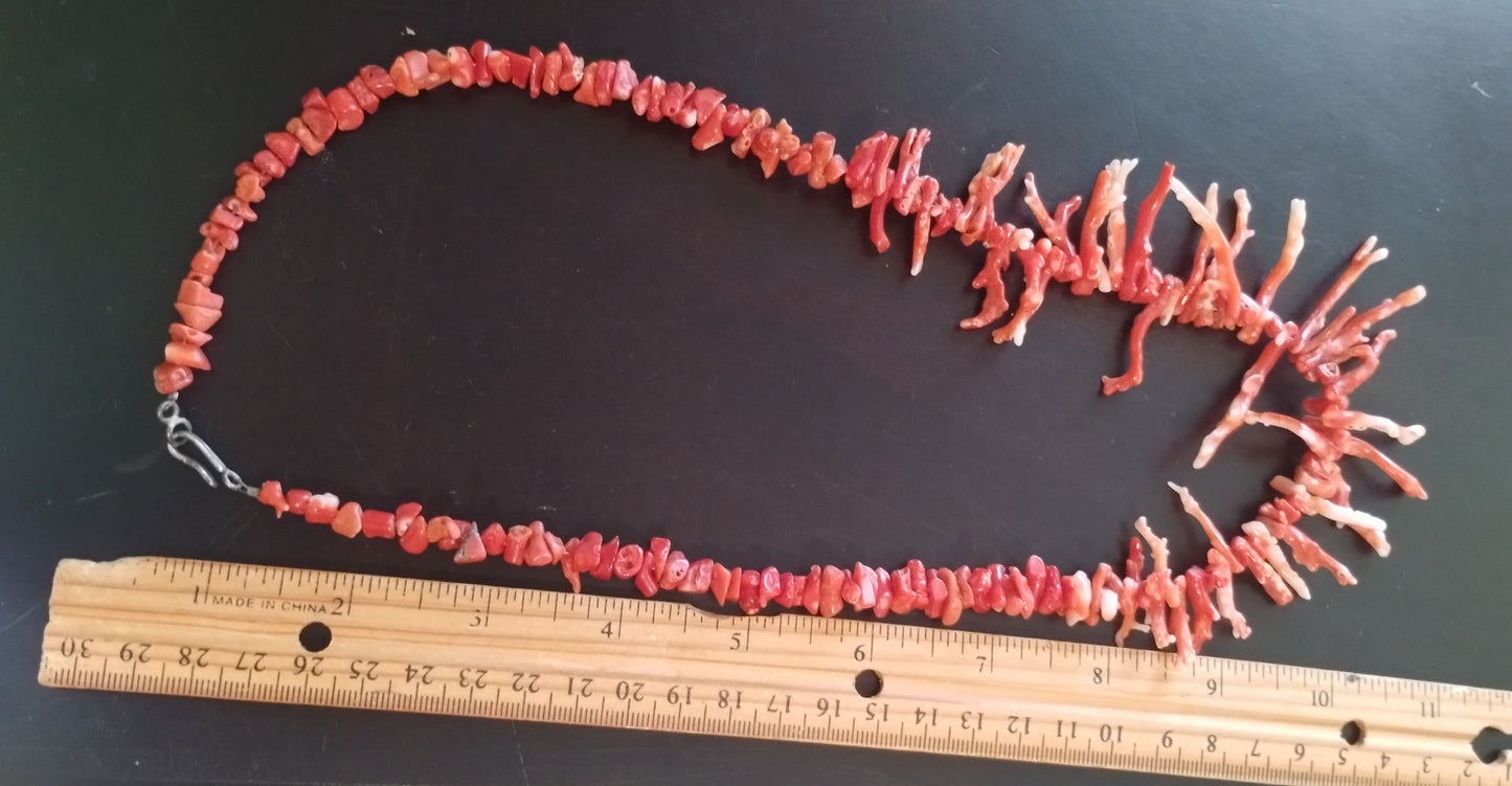 Vintage Red Branch Coral Graduated Necklace