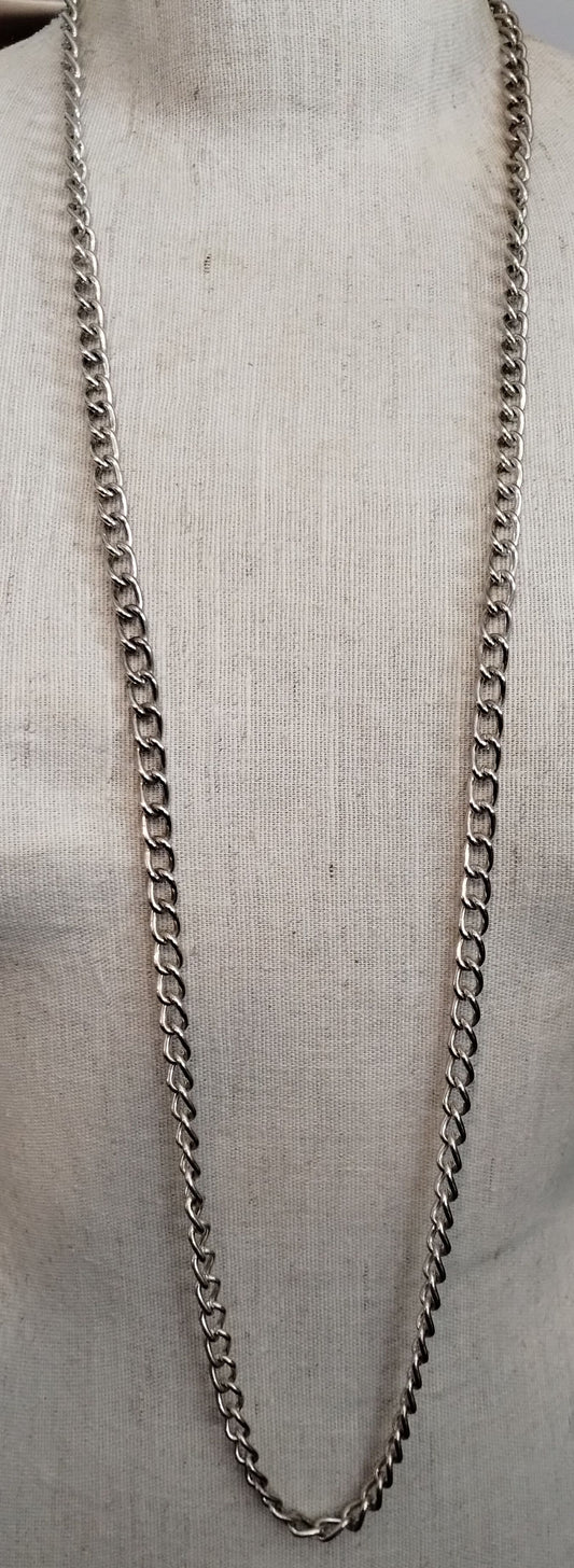 Silver Tone 44" Long Chain Link Necklace