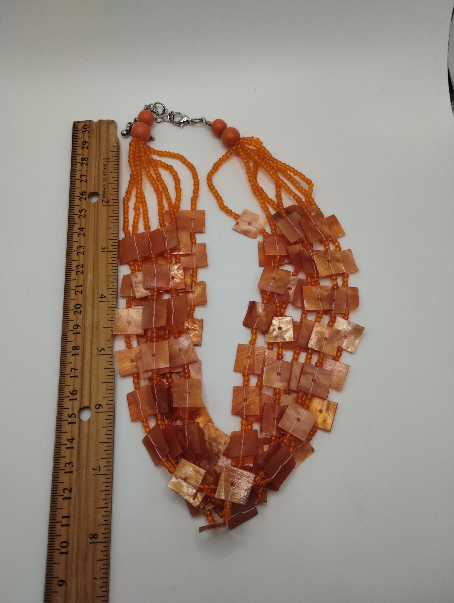 Vintage Cold Water Creek Orange Beads Multi Strand Necklace & Earrings
