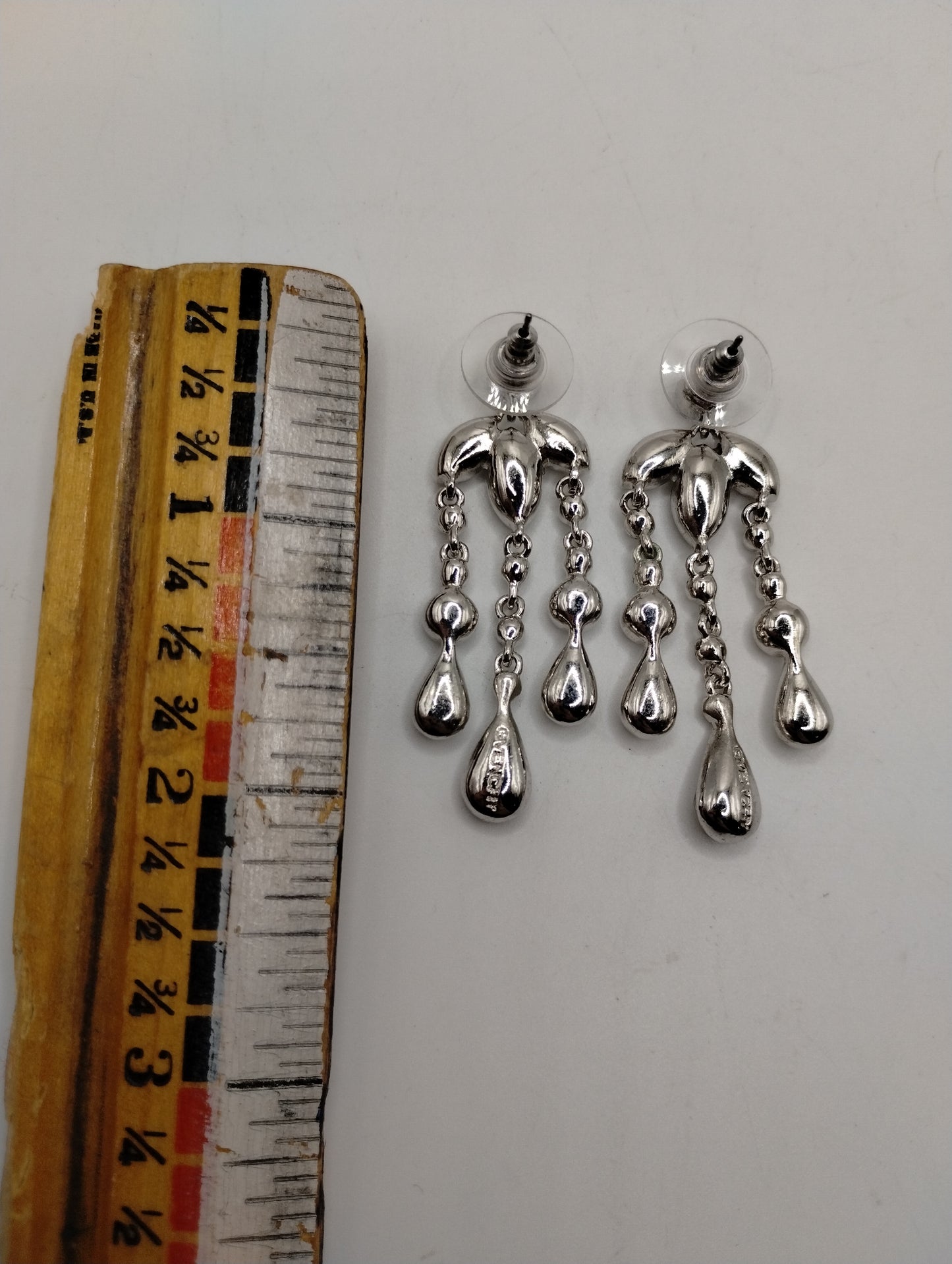 Designer Givenchy Signed CZ Cubic Zirconia Silver Tone Chandelier Earrings