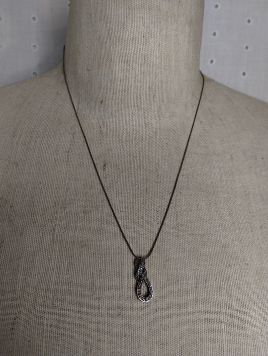 Sterling Silver 925 Diamond Accent Pendant Necklace Snake Chain