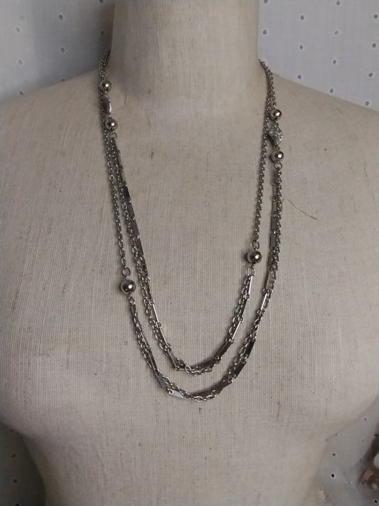 Vintage Signed Park Lane Silver Tone Opera Length Chain Necklace