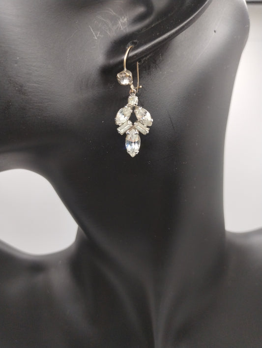 Silver tone Rhinestone Dangly Drop Earrings