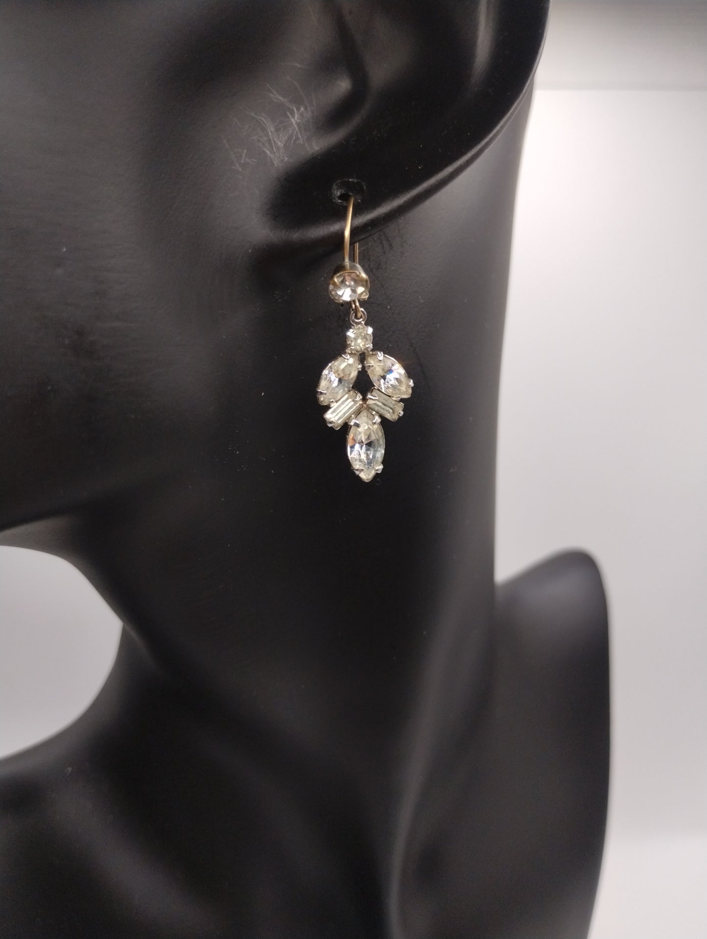 Silver tone Rhinestone Dangly Drop Earrings