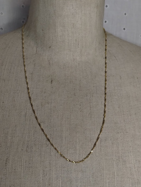 Gold Plate over Sterling Silver 925 Twist Chain Necklace 24" Long
