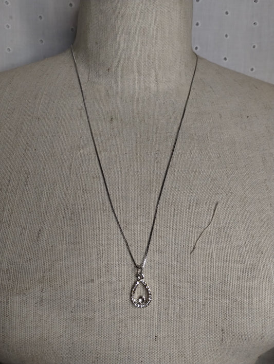 Sterling Silver 925 1mm Wide Box Chain Necklace with Pendant 24" Long