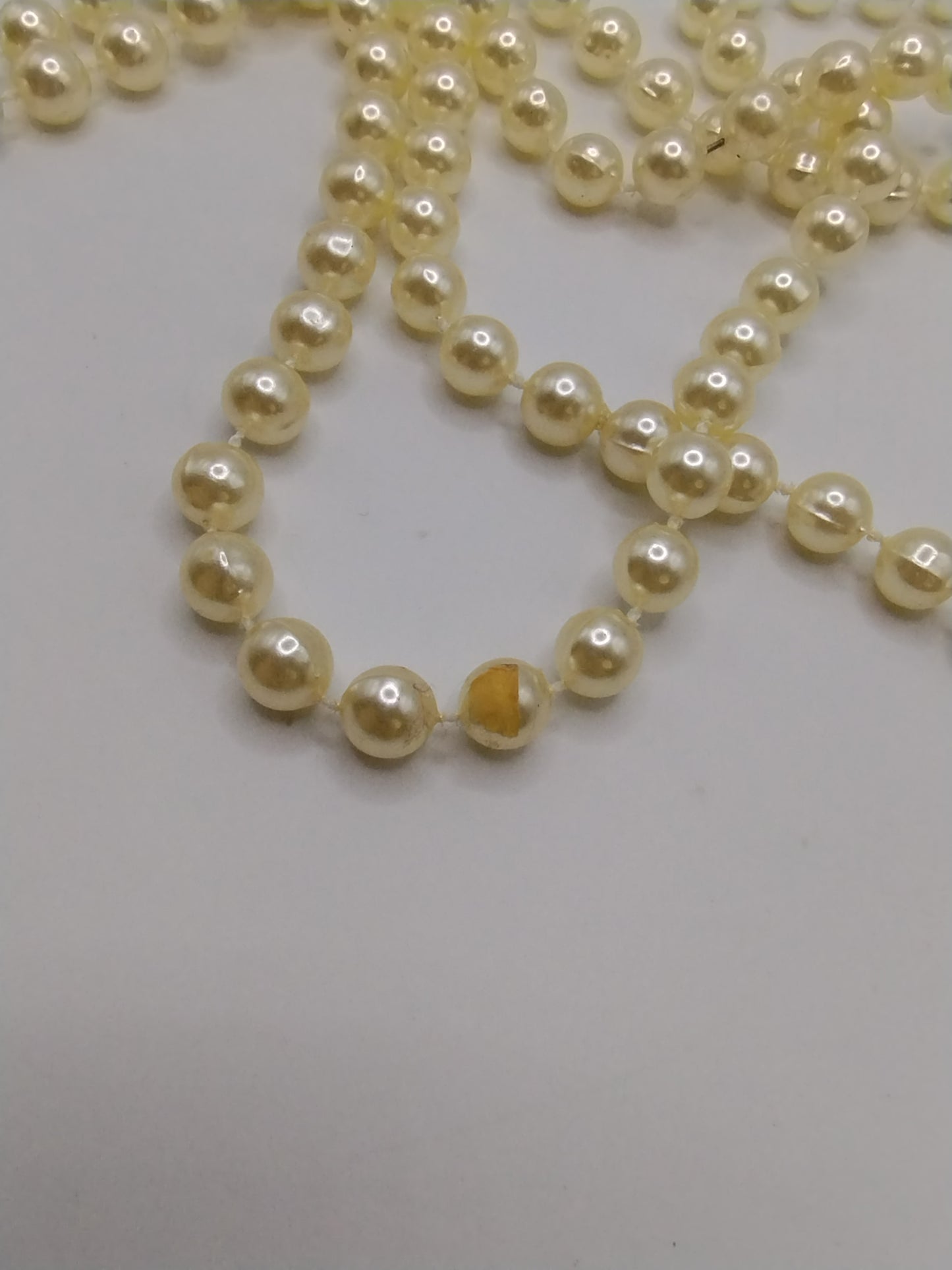 Vintage Ivory Tone Faux Pearl Opera Length Single Strand Necklace