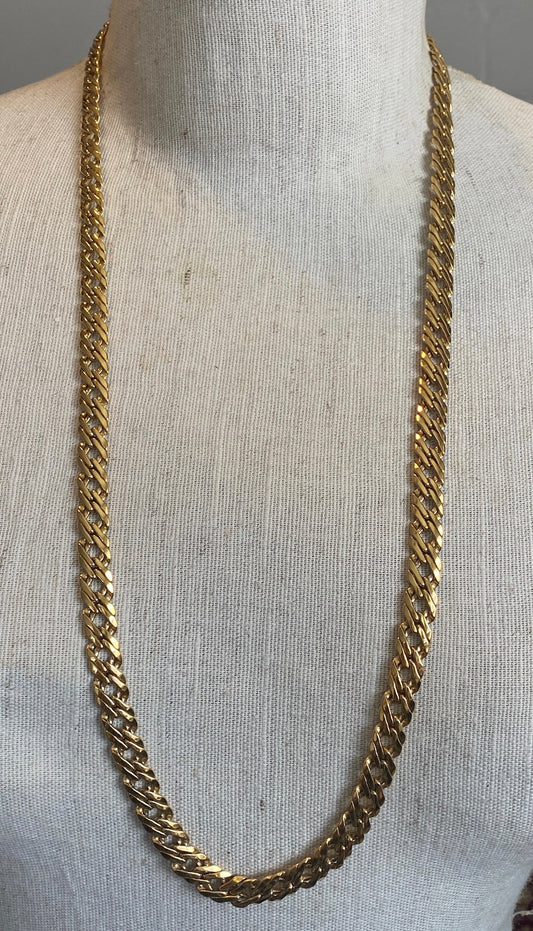 Vintage Signed Napier Fancy Gold Tone Chain Link Metal Necklace