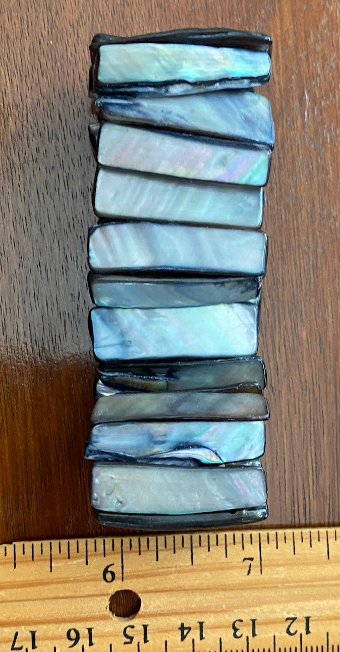 Abalone Panel Stretch Bangle Bracelet Wide