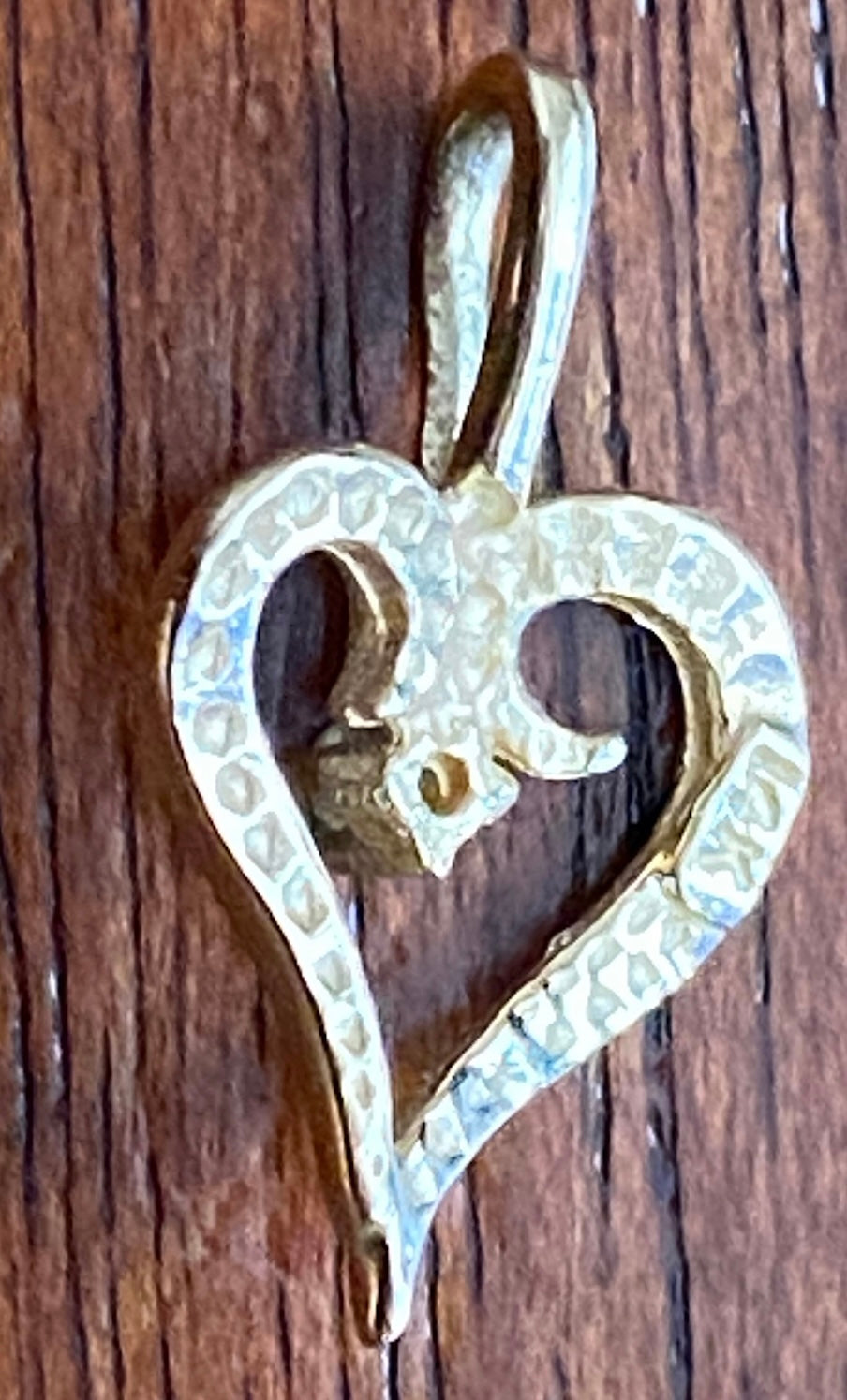 14k Yellow Gold Diamond Open Heart Small Pendant Charm