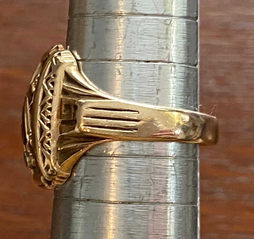 Antique 10k Yellow Gold Class School Ring Diamond Accent Sz 6