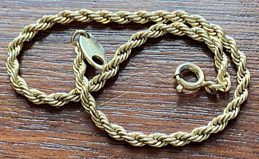 Trifari Gold Tone Metal Rope Twist Bracelet 7.25" Long