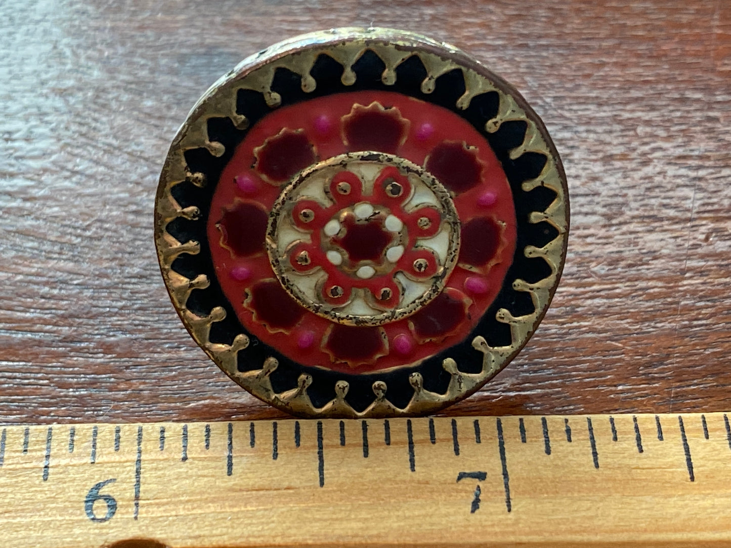 Lucky Brand Enamel Medallion Southwest Style Ring Sz 6.5